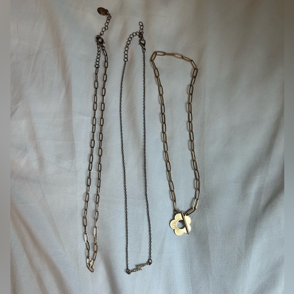 3 Piece Gold Colored Necklace Set